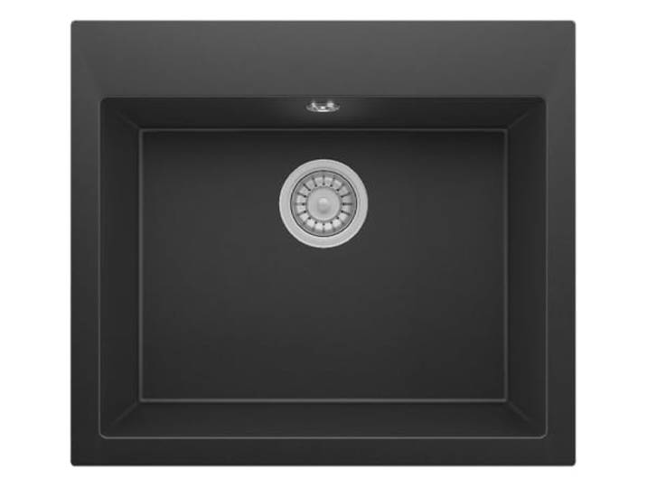 Respekta Oakville évier en granit 60 x 53 cm noir\, 1 bac\, encastrable