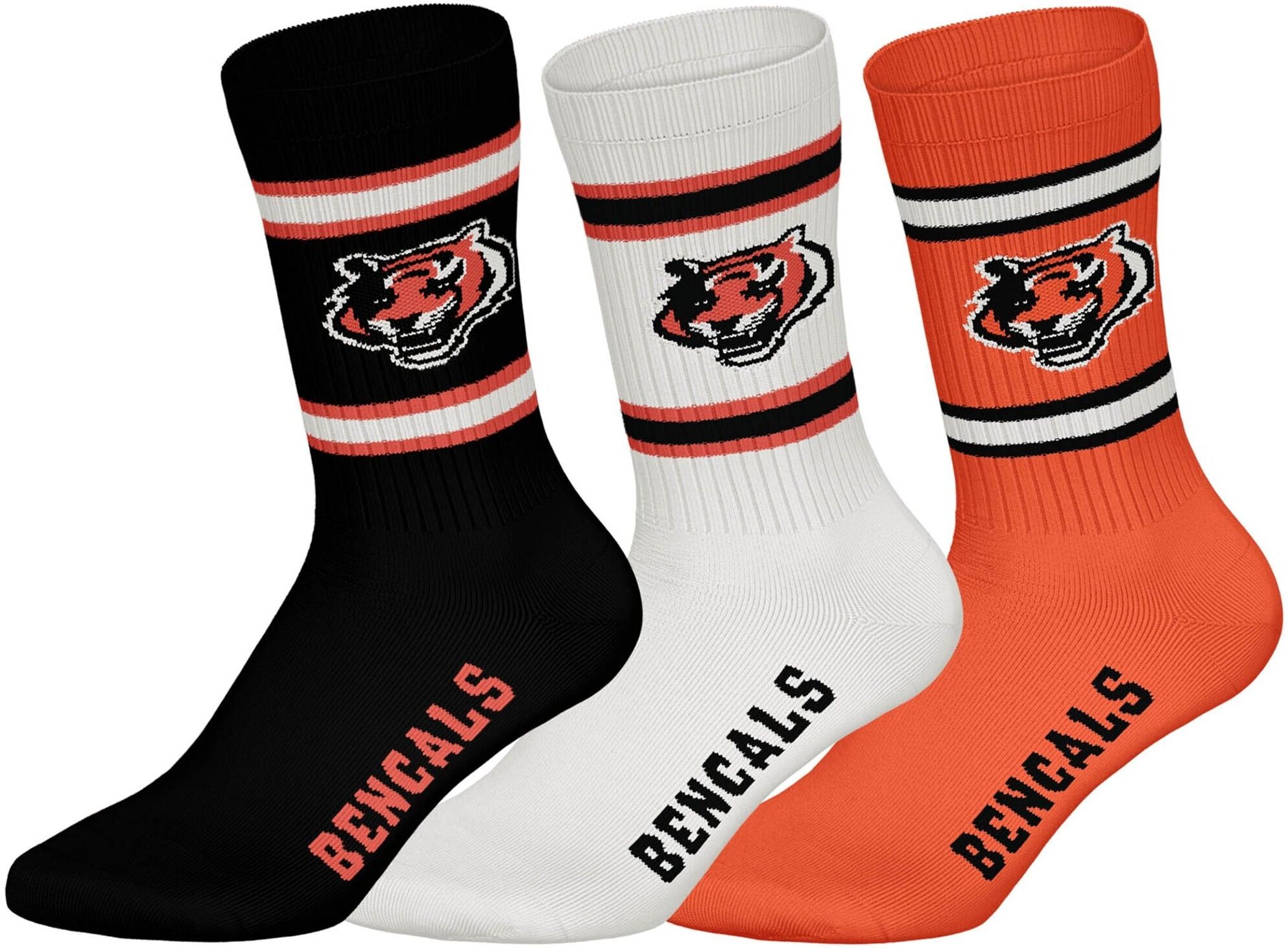 Kurzsocken NFL "Socken NFL 3Pack Crew Socks 3er Pack", Herren, Gr. 43-46, bunt (cincinnati bengals), Obermaterial: 58% Baumwolle CO. 39% Polyester PES. 3% Elasthan EL., Socken Kurzsocken