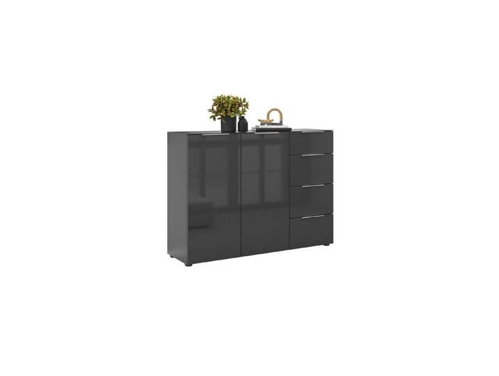 freiraum Sideboard style, in anthrazit matt - Glas anthrazit - 135x98,7x40cm (BxHxT)