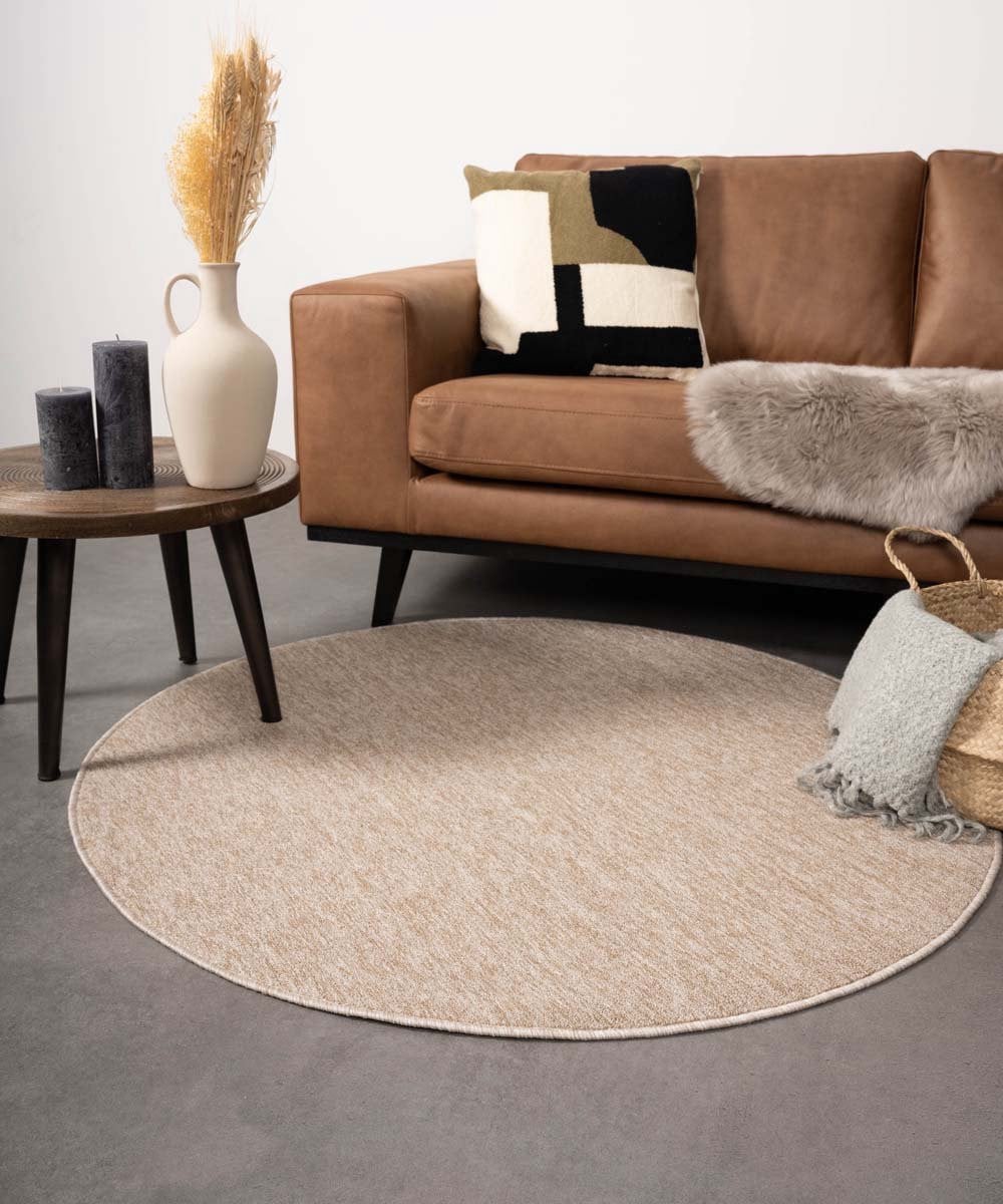 Tapeso Rond vloerkleed Lush beige