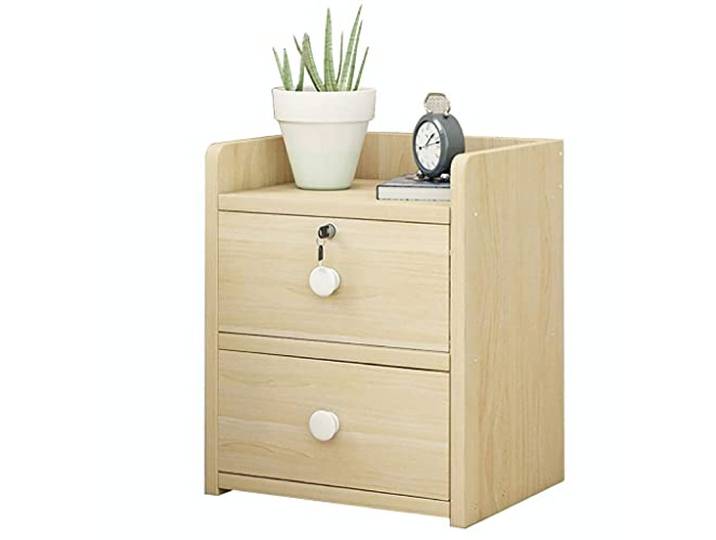 ZHTY Nachttisch, Nachttische, große Arbeitsplatte und 2 Schubladen, abschließbares Design, L33X B26X H40cm (Farbe : C)