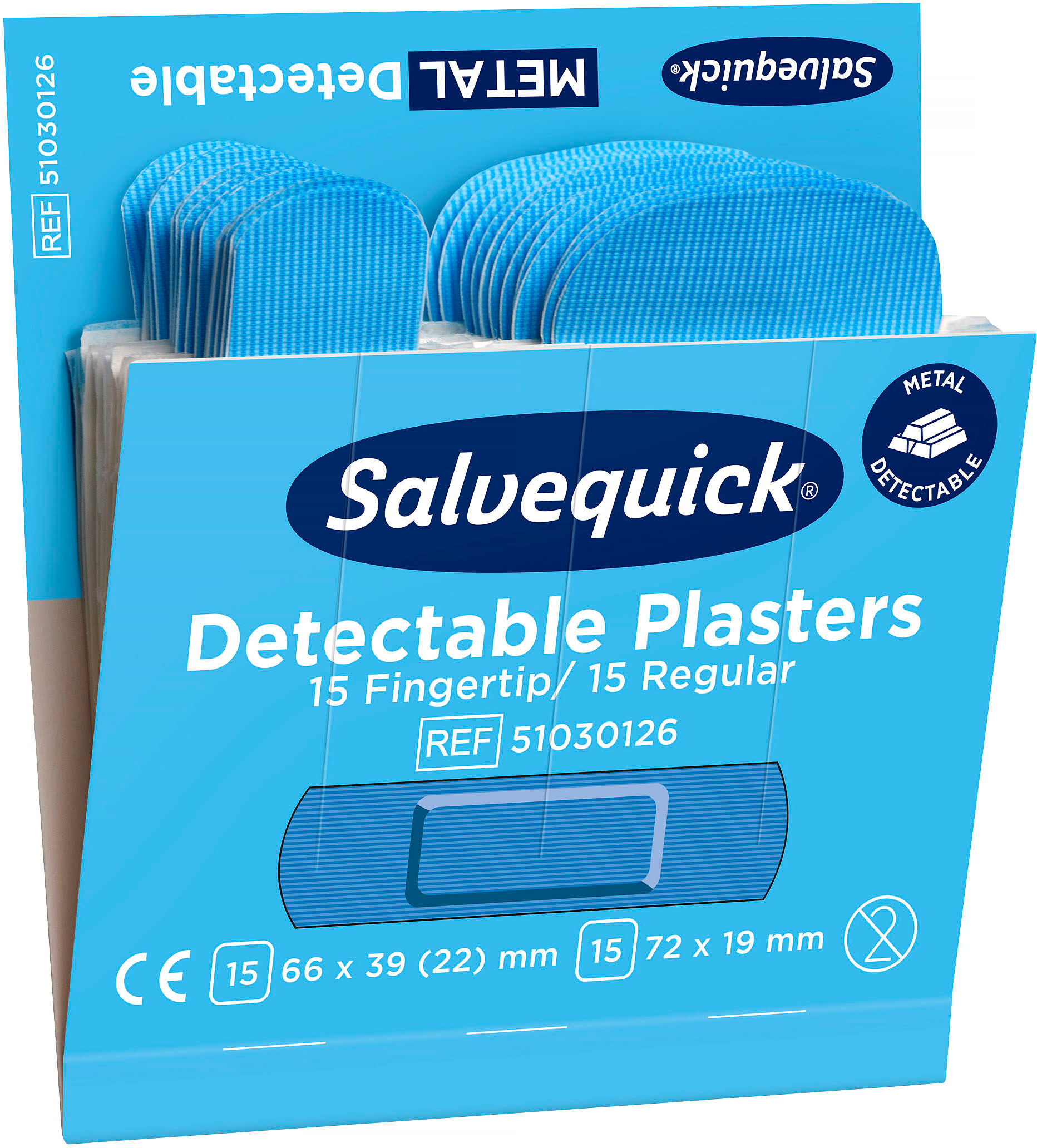 Cederroth Plåster Salvequick, Mix Blue Detect, refill