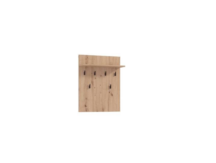 Garderobenpaneel HOME AFFAIRE Landes, Garderobe mit 6 Haken und Hutablage, Wandgarderobe , braun (artisan eiche), B:66cm H:83cm T:19,5cm, Holzwerkstoff, Garderobenpaneele, Garderobenpaneel, mit Regal, Höhe 83 cm, in Artisan Eiche