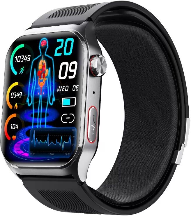 INF Smartwatch mit medizinischer Luftpumpe-Blutdruckmessung, medizinischem ECG, 24/7 Herzfrequenz- & Schlafüberwachung - Schwarz