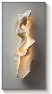 ilyeco Minimally Abstract Entrance Decoration Painting With High End Relief & LED Wall Lamp, Hanging Room Decor d l