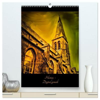 Herten - Digital gemalt (hochwertiger Premium Wandkalender 2027 DIN A2 hoch), Kunstdruck in Hochglanz