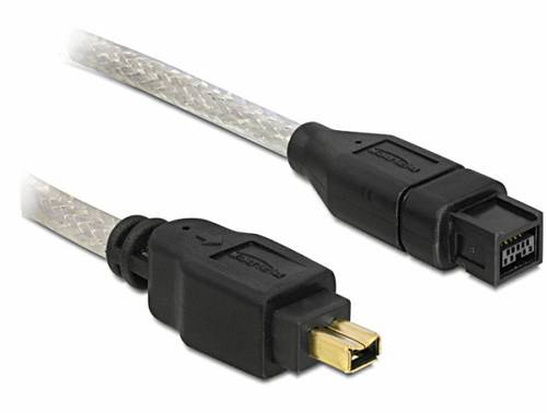 Delock FireWire Anschlusskabel [1x Firewire (400) Stecker 4pol. - 1x Firewire (800) Stecker 9pol.] 2m Grau