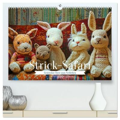 Strick-Safari - Gestrickte Tiere zum Verlieben (hochwertiger Premium Wandkalender 2027 DIN A2 quer), Kunstdruck in Hochglanz
