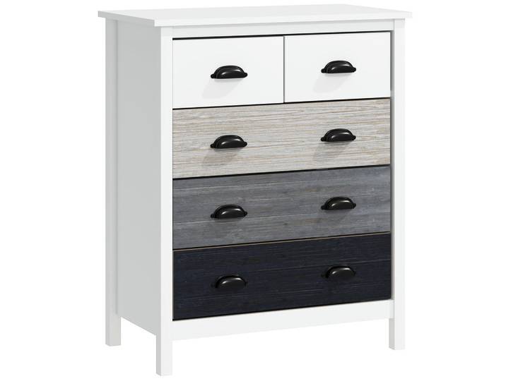 Homcom Kommode Aufbewahrungsschrank mit 5 Schubladen, Schubladenschrank mit Griff, Weiß, Metall, 38x85x70 cm, Kleinmöbel, Kommoden