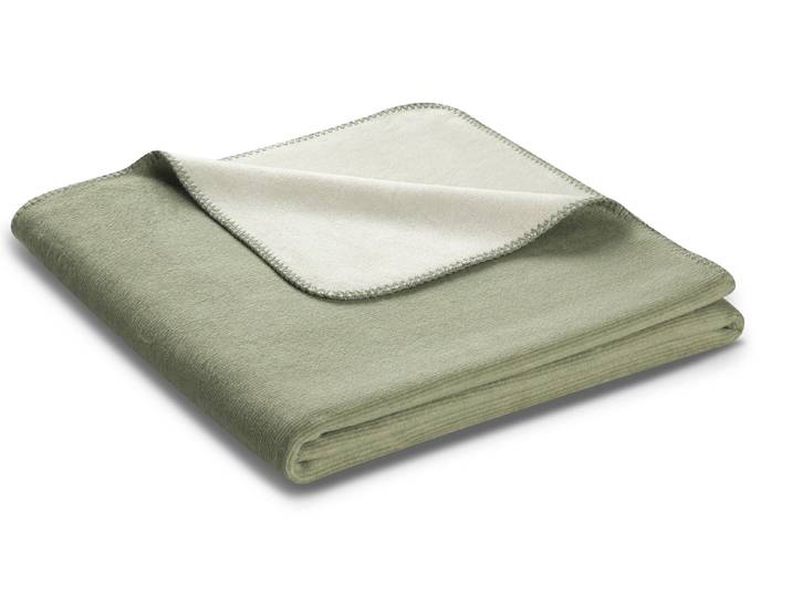 Wohndecke BIEDERLACK Melange , grün (jadegrün, natur), B:150cm L:200cm, Baumwolle, Polyacryl, Polyester, Wohndecken, Wohndecke, mit geketteltem Zierstich