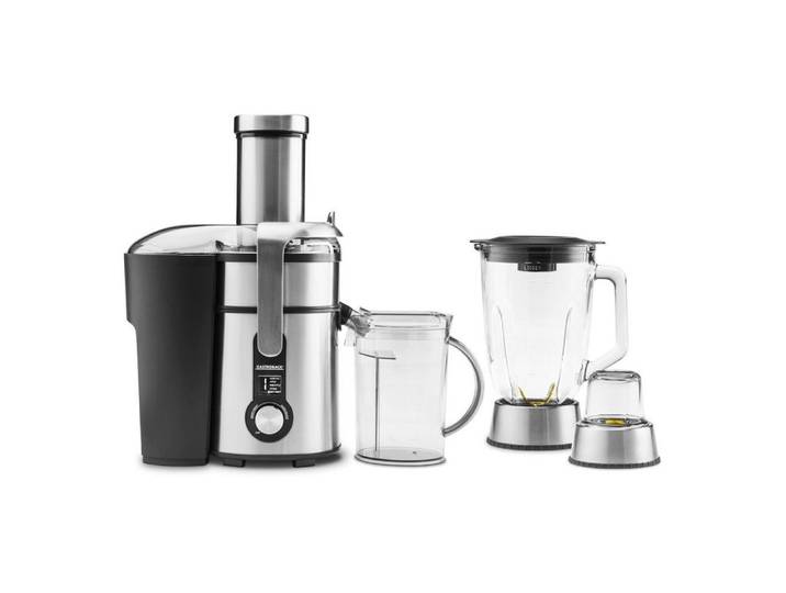 Gastroback Entsafter 3-in-1 Entsafter, Standmixer & Kaffeemühle, 1300W, Edelstahl-Design