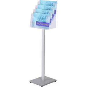Showdown-Displays Prospekthalter MB4C330, alusilber, Prospektständer, Aluminium, Acryl, 4 x A4 quer