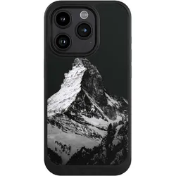 Nivocase Hülle für Apple iPhone 15 Pro Handyhülle NIVOcore Case Schwarz Alpspitze Berg Schnee (Apple iPhone 15 Pro), Smartphone Hülle, Schwarz