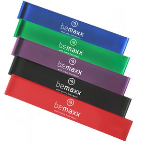 bemaxx Fitnessband Loop Bands Set, 30,5 x 5 cm, 5 Widerstände & Farben, Loop aus Latex, 5 Stück