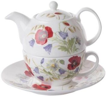 Roy Kirkham Tea for One Teapot with Tea Cup and Saucer - English Meadow