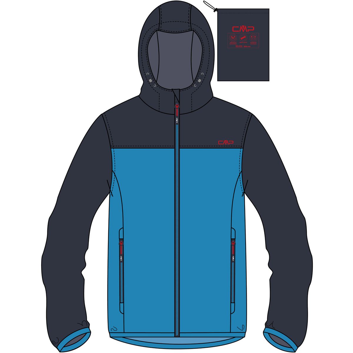 CMP MAN Jacket Rain FIX Hood danube (L854) 50 32X5807-L854-50