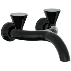 VitrA Liquid Zweigriff-Waschtischarmatur A4274839 Ausladung 240mm, Wandmontage, schwarz hochglanz