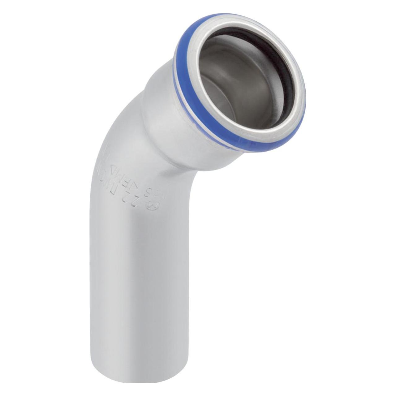 Geberit Biegung 45 Grad rostfrei 108 mm Hülse / Nippel mapress (Winkelverbindung) (32711)