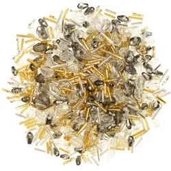 Glasperlenmix, gold-silber-transparent, 4–9 mm