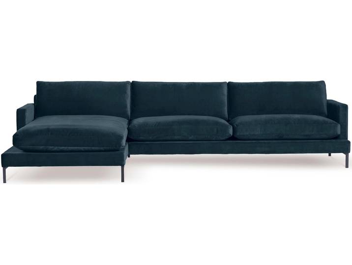 Ecksofa ANDAS Welland , blau (dunkelblau), B:333cm H:84cm T:183cm, Sofas, Ecksofa, Ecksofa »Welland« in Knautsch-Optik mit Metallfüssen