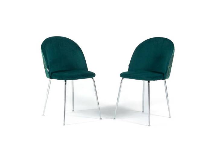 Chaises - SARA DECORATE - Lot de 2 - Velours - Pieds en métal - Bleu canard/Argent