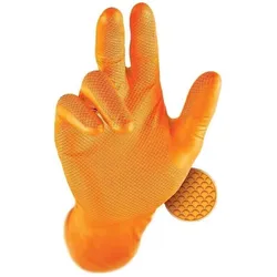 Ignite Arbeitsschutz, Schutzhandschuhe, Einweghandschuh Max Grip Nitril, 100 Stück, L, Orange (L)