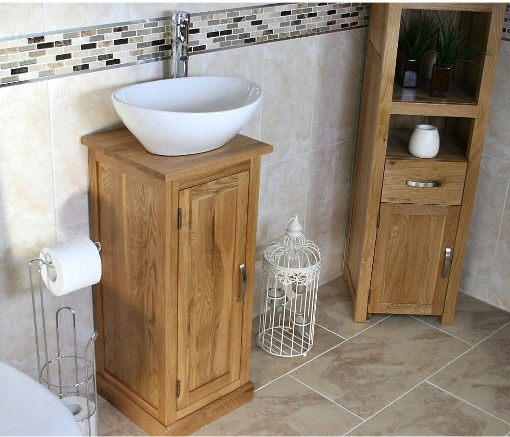 Belfry Bathroom Crafton 350 mm Freestanding Single Vanity with Vessel Ceramic Basin Oak 350mm W