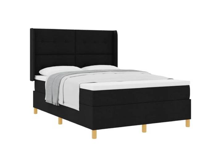 KKgypkn Boxspringbett Stoff 140x200 cm mit höhenverstellbarem Kopfteil Schwarz, modernes Design mit mittelharter Taschenfederkernmatratze und stabilen Holzlatten