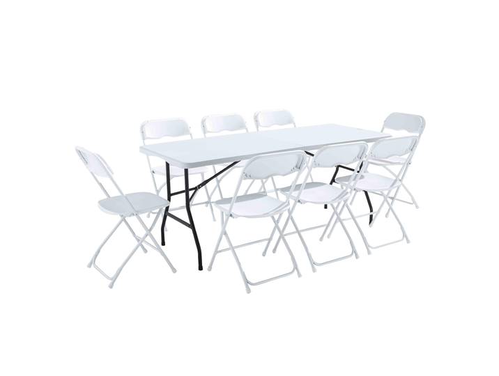 Oviala - Ensemble table et chaises pliantes de jardin 180cm