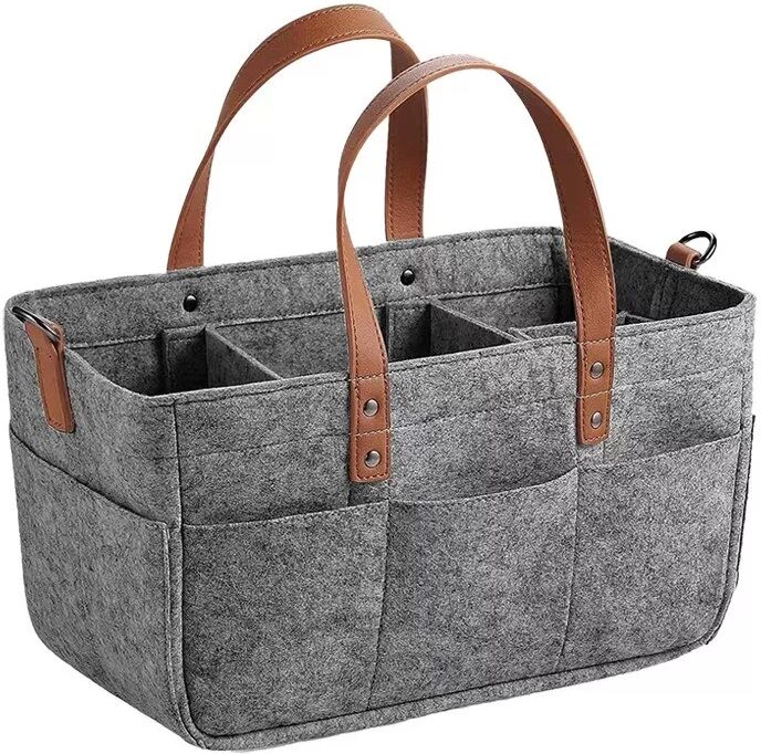 INF Filz-Wickeltasche Organizer - Tragbare Windelwechseltasche für Babyutensilien L Dunkelgrau