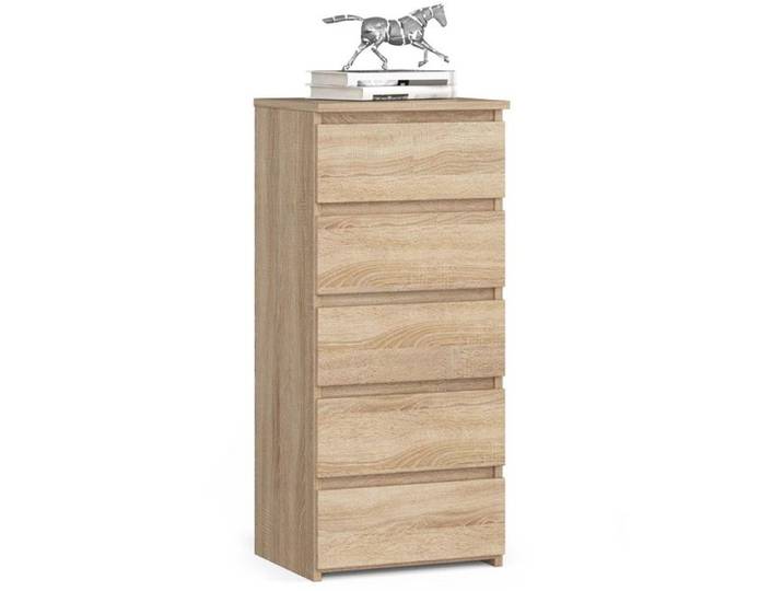 Commode à 5 tiroirs - Dimensions 40x35x92cm - Petite commode de chambre - Meuble d'appoint - Sonoma