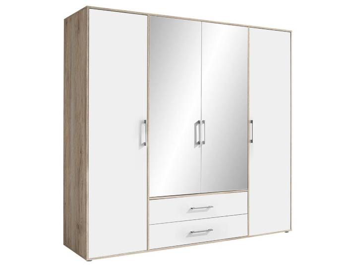Drehtürenschrank mit Spiegel 206cm Lembo San Remo/Weiß