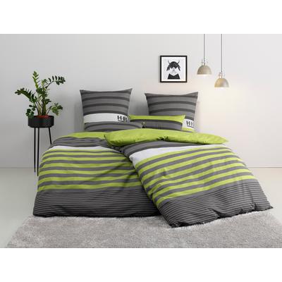 Bettwäsche OTTO HOME "Majoran in 135x200, 155x220 cm u.a. Bettwäsche-Set mit Streifen", grün, B/L: 155cm x 220cm, 1 Stk., 1 Stk., Satin, B/L: 80cm x 80cm, 2, Satin, Obermaterial: 100% Baumwolle, Bettwäsche, Bettwäsche, gestreifte Bettwäsche in 4...