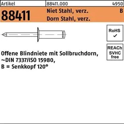 Blindniete R 88411 SEKO 3x10 Niet Stahl verz./Dorn Stahl verz. 500St.