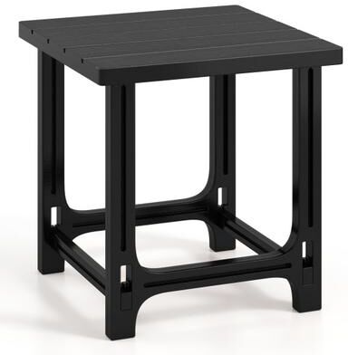 Costway 18 Inch Outdoor Adirondack Side Table with Slatted Surface-Black