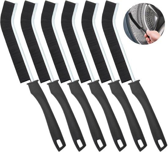Unyqoos set van 6 smalle voegenborstels van roestvrij aluminium met ergonomische antislip handgreep voor badkamer en keuken