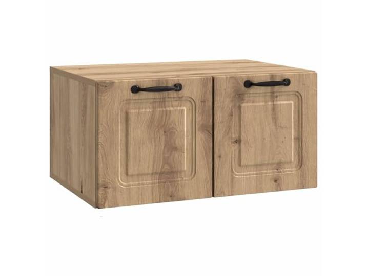 KUPTYERFG Wandmontierter TV-Schrank Artisan-Eiche 59,5 x 41 x 30 cm Platzsparende Hängekonsole für Schlafzimmer und Wohnraum mit zwei 90 Grad Klappen für geordnete Medienaufbewahrung.
