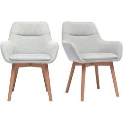 Stühle aus hellgrauem Samteffekt-Stoff und hellem Holz (2er Set) ALESS