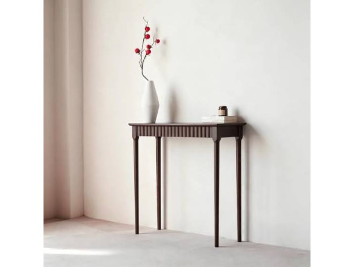 LEUBDIBR Massivholz‑Konsolentisch, schmaler Eingangstisch für Flur Massives Ahornholz, Maße 80 × 30 cm, vielseitige Deko‑Möglichkeiten(Walnut)