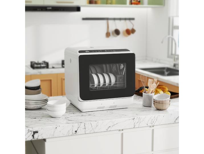 HOMCOM Mini Lave-Vaisselle 4 Couverts Compact Blanc 6L