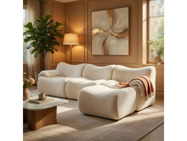 CollaHausse Canapé Modulable Chenille Mousse 30D et Base Antidérapante Beige