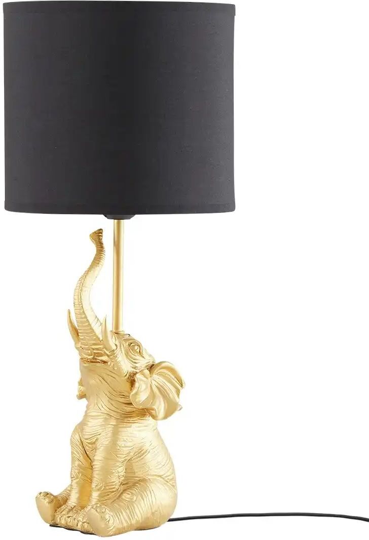 KHG Tischleuchte  1-flammig  goldfarben `Elefant´   ¦ gold ¦ Maße (cm): H: 46