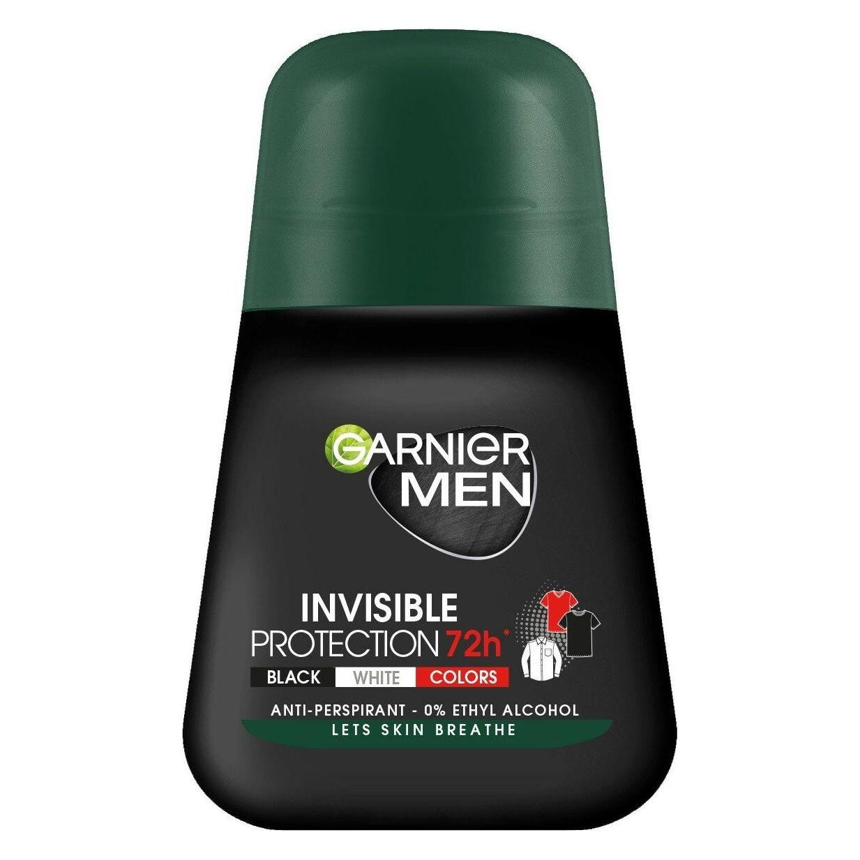 Garnier Men Roll-on Deodorant Unsichtbarer Schutz 72h - Schwarz, Weiss, Farben 50ml (Roll-on, 50 ml) (3600542475150)