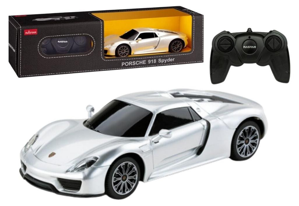 Rastar RC sportwagen 1:24 op afstand bestuurbare Porsche 918 Spyder zilver
