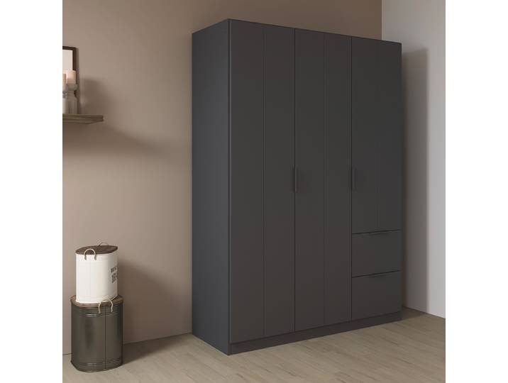 Drehtürenschrank Ella 136cm Grau/Graumetallic