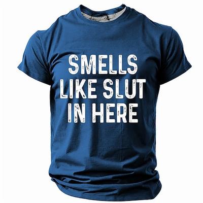 Herren Kurzarm Grafik Tee 'Riecht hier nach Schlucht' Lustiges beleidigendes Statement Shirt