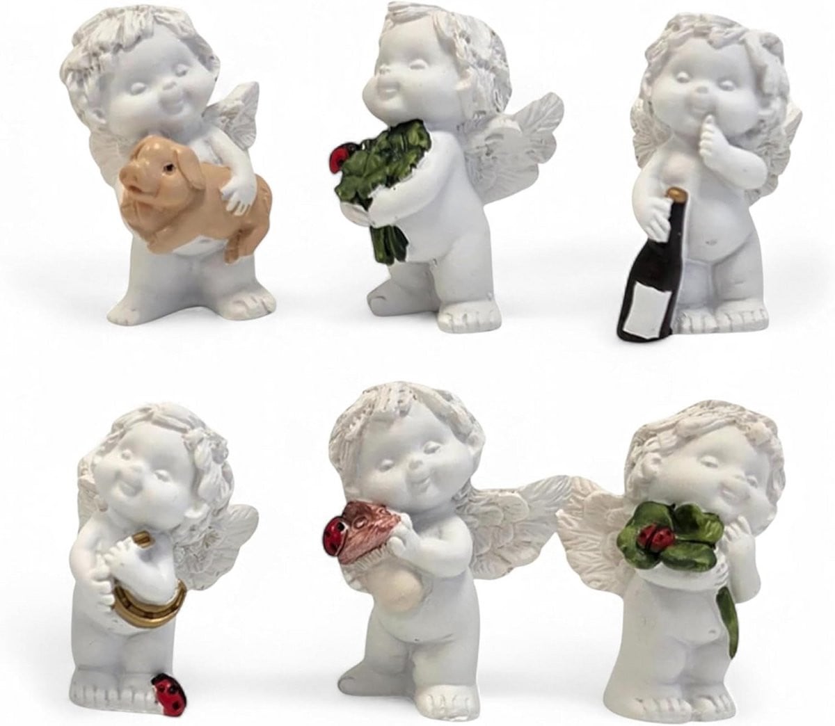 Mini Engel Beeldjes Wit - Beschermengel Decoratie en Gelukssymbool - 5 cm