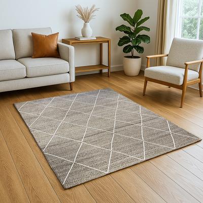Teppich "Juna Essence", beige (naturgrau,beige,weiß), B:120cm H:10mm L:170cm, Jute, MYFLAIR MÖBEL & ACCESSOIRES, Teppiche, Teppich, Juteteppich, handgeflochten, meliert, Rauten Muster, auch als Läufer