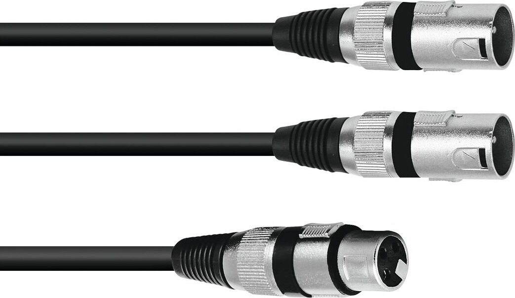 Omnitronic Kabel XFMM-30, XLR vrouwelijk naar 2x XLR mannelijk, 3 meter