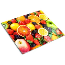 GLASPLATTE 60x52 cm Bunte Früchte